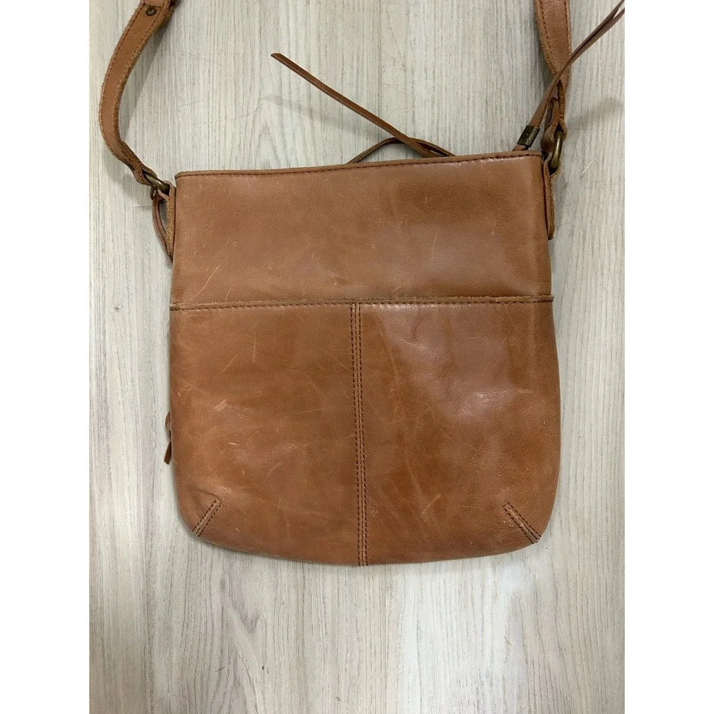 The Sak Sanibel Mini Crossbody Purse Brown Leather Embossed 9.5